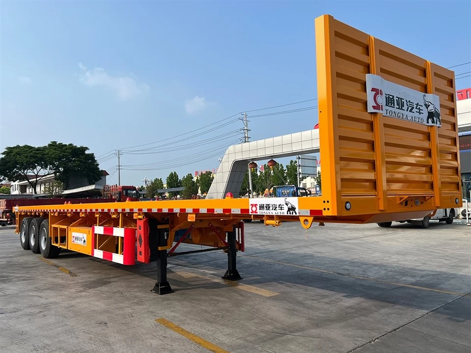 3 Axle Fuwa Flatbed Semitrailer med stige